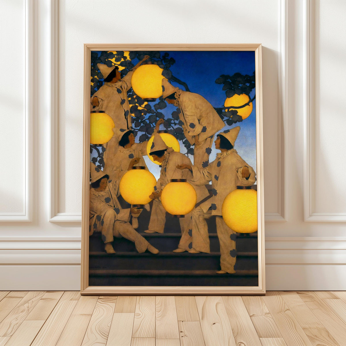 Maxfield Parrish, The Lantern Bearers - 1908 Fantasy Night Print, Luminous Lantern Wall Art, Parrish Blue Poster, Classi