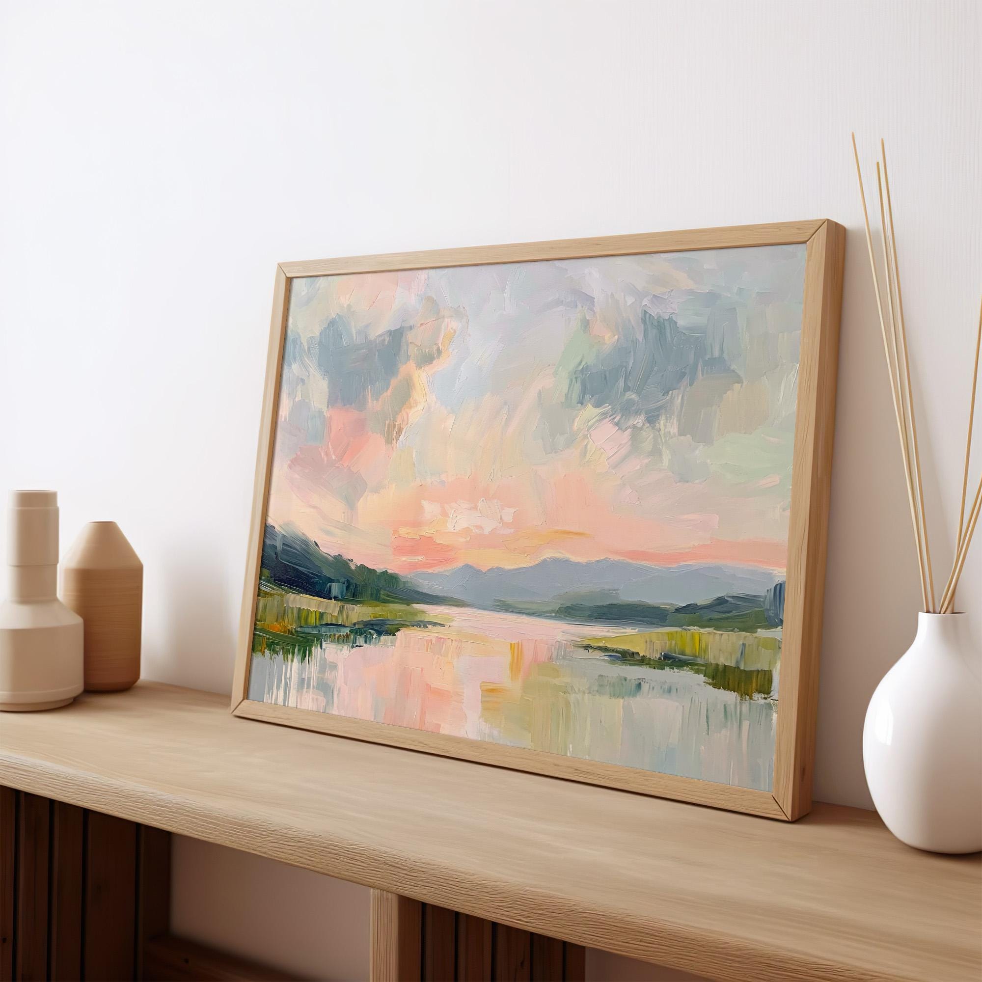 Fine Art Print Lowcountry Marsh Painting, Coastal Landscape Wall Decor, Soft Pastel Sky and Marsh Scene for Grandmillenn
