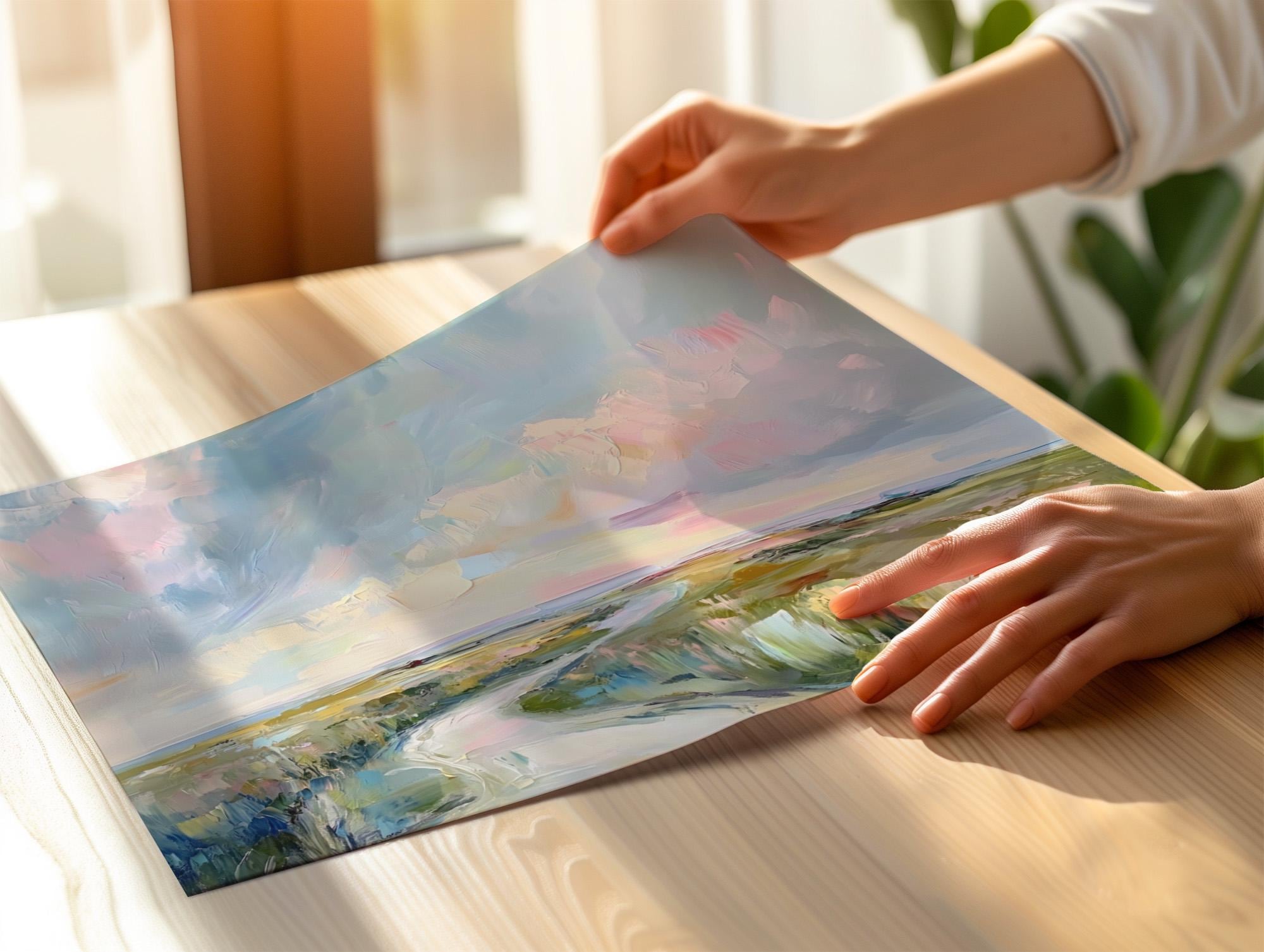 Art Lowcountry Painting Print, Marsh and Sky Landscape Decor, Coastal Grandmother Wall Art with Rich Brushstrokes and Pa
