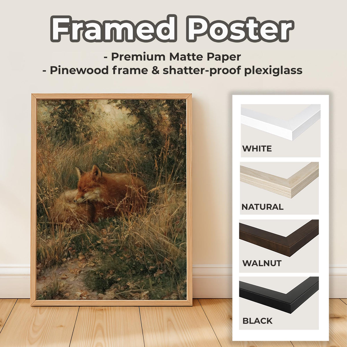 Antique Fox Oil Painting, Vintage Forest Animal Art, Original Print, Traditional English Gardens Artwork Giclee, Lush Ho