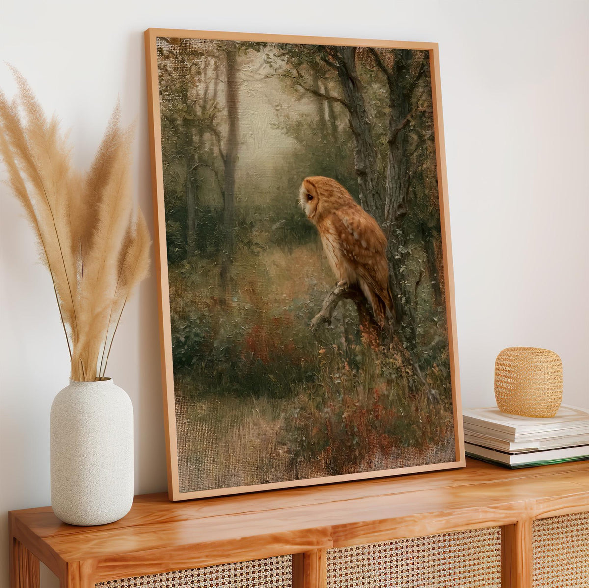 Vintage Owl Oil Painting, Forest Animal Art Print, Traditional English Garden Inspired Artwork, Lush House,ART584