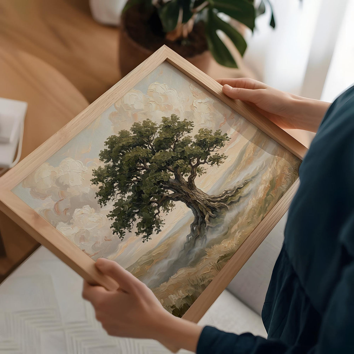 Majestic Oak Landscape Art, Large Framed Canvas Print, Tree Painting, Nature Canvas Wall Art, Contemporary Decor,ART197