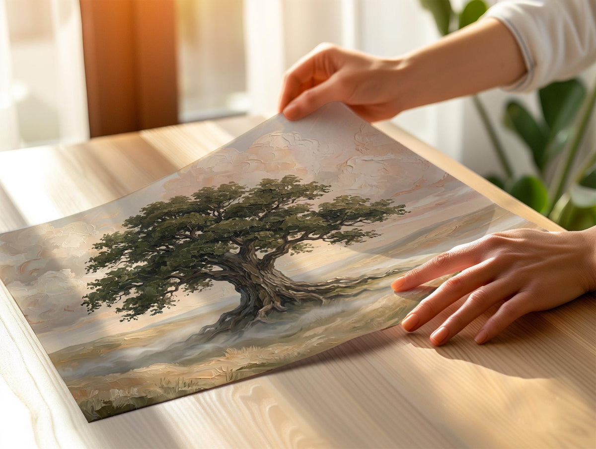 Majestic Oak Landscape Art, Large Framed Canvas Print, Tree Painting, Nature Canvas Wall Art, Contemporary Decor,ART197