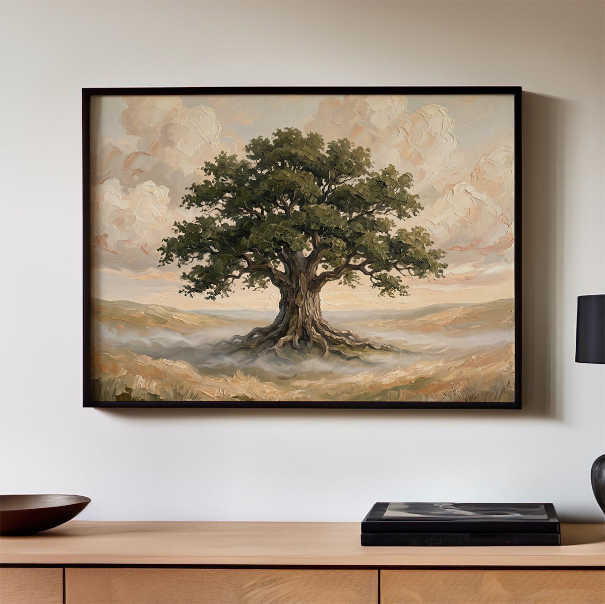 Majestic Oak Landscape Art, Large Framed Canvas Print, Tree Painting, Nature Canvas Wall Art, Contemporary Decor,ART197