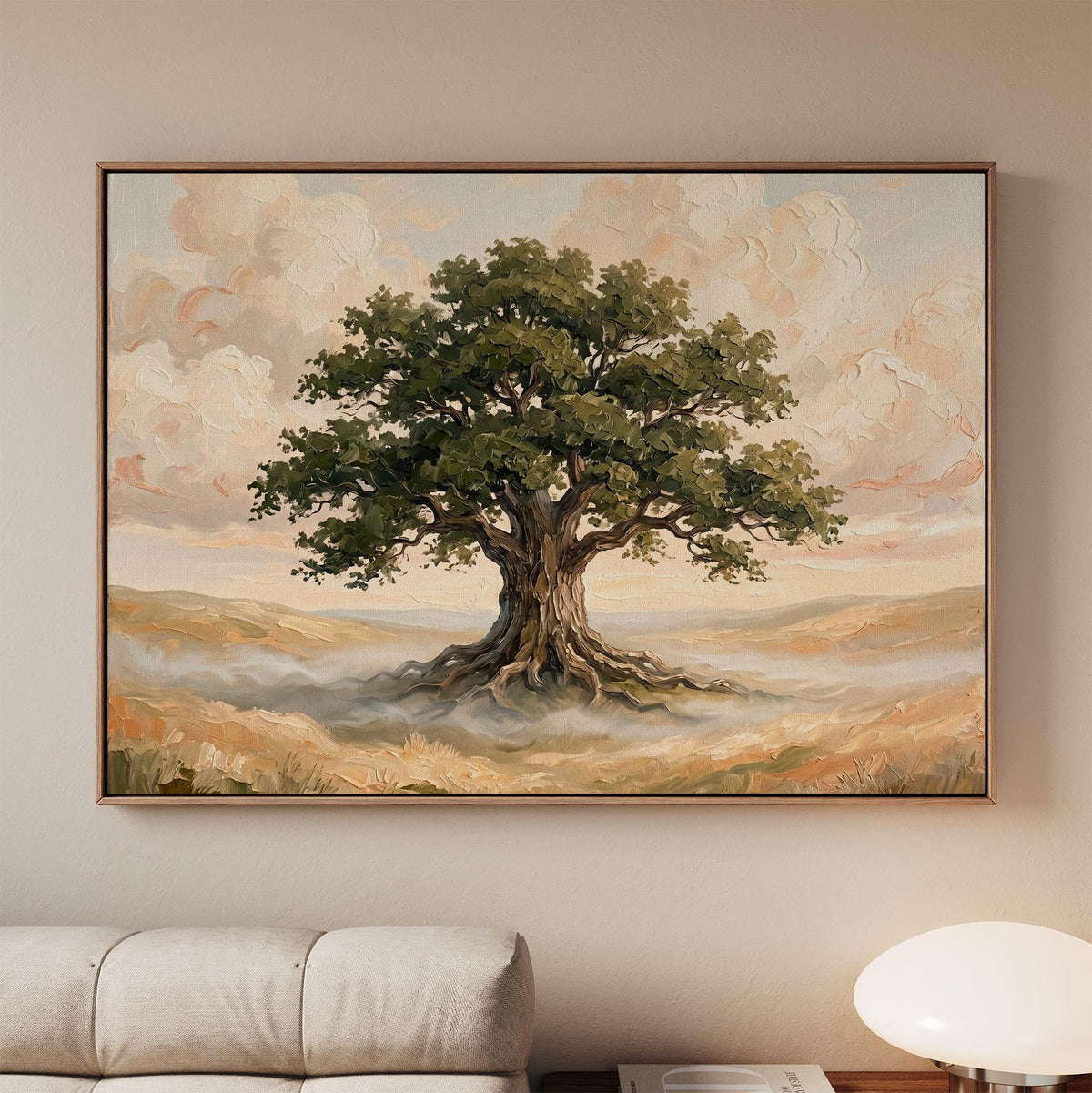Majestic Oak Landscape Art, Large Framed Canvas Print, Tree Painting, Nature Canvas Wall Art, Contemporary Decor,ART197