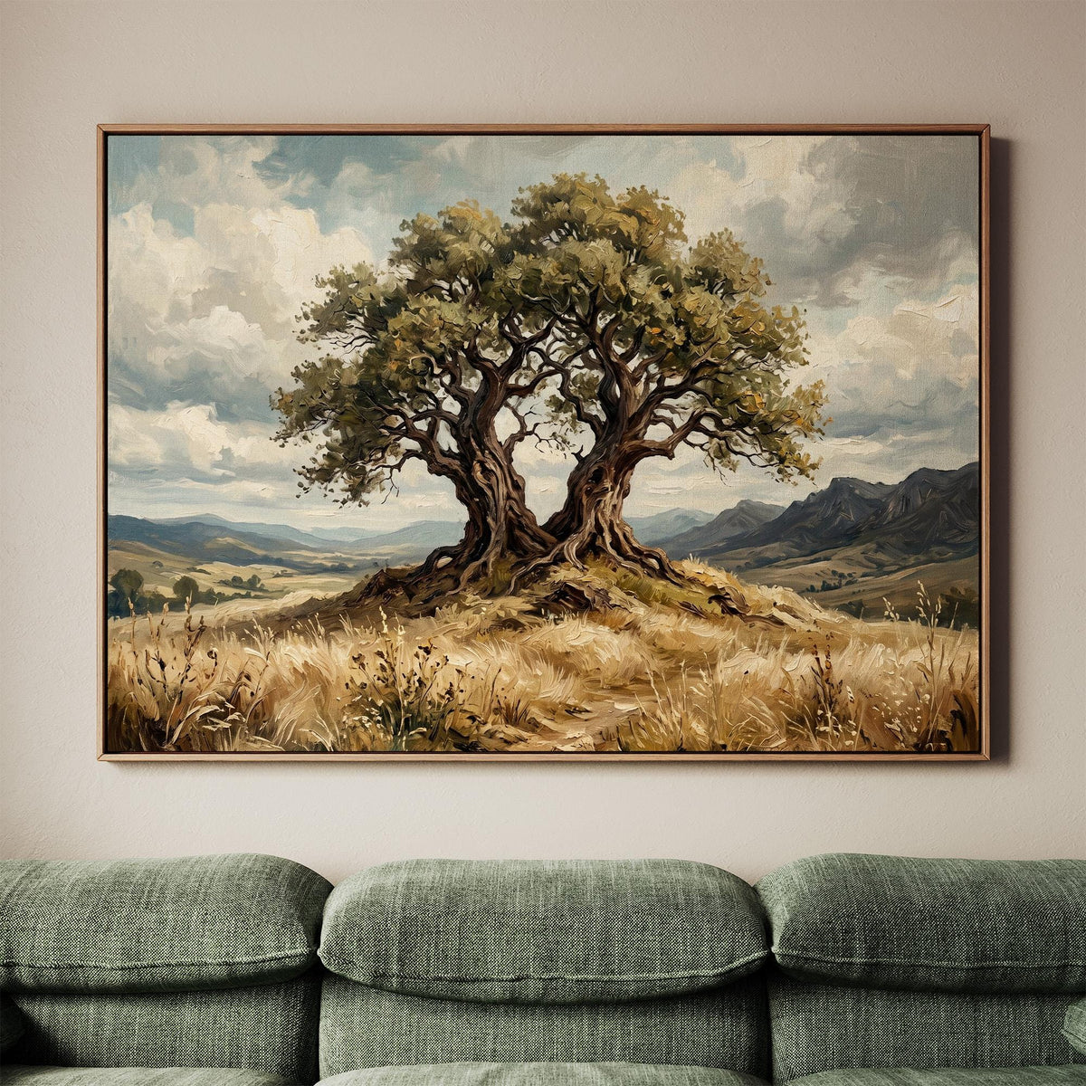 Large Oak Tree Canvas Print, Framed Nature Landscape Art, Contemporary Wall Decor, Ready to Hang Gift Idea,ART197