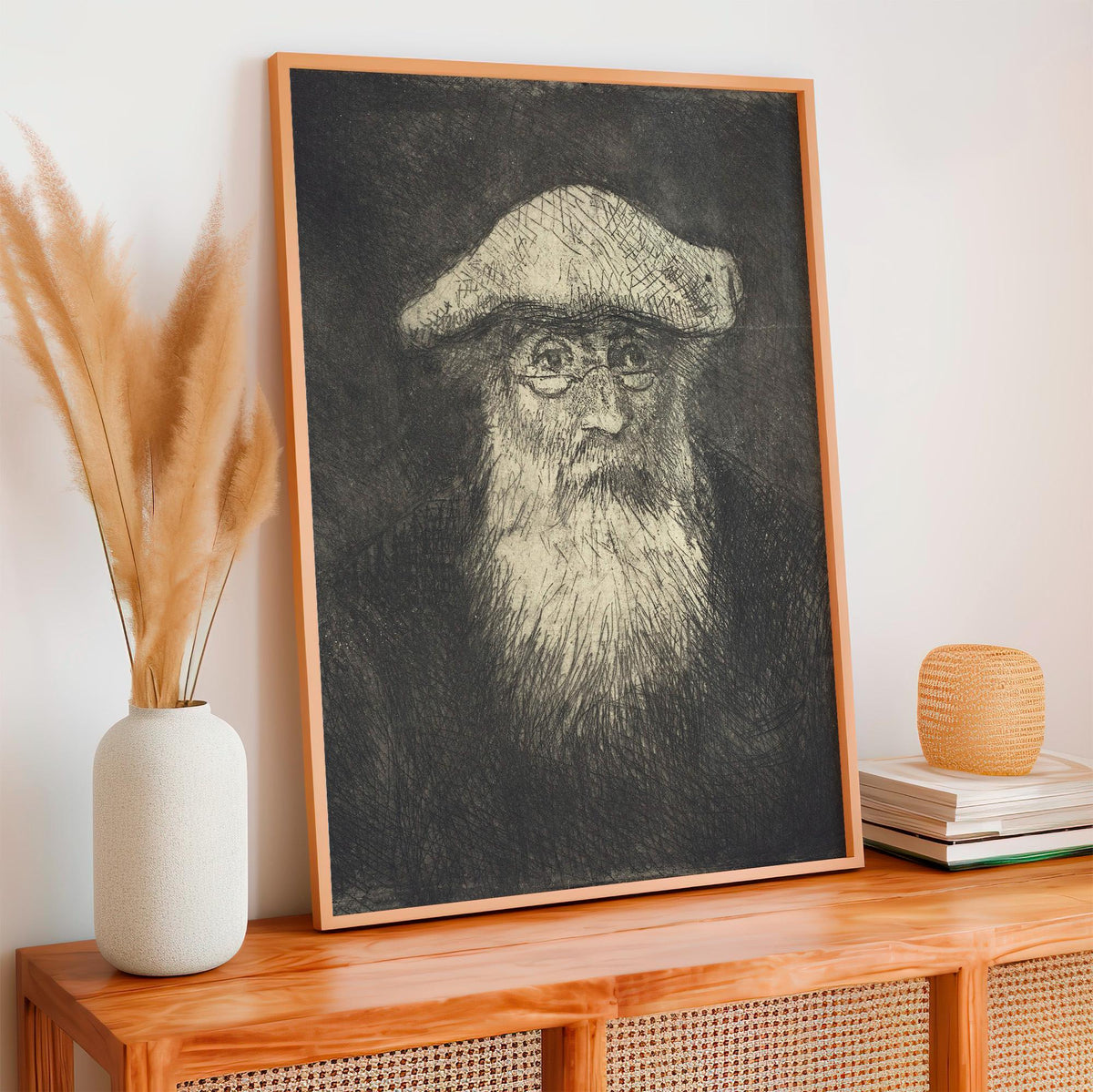 Camille Pissarro, Self-Portrait - c. 1890 Etching Print, Impressionist Artist Wall Art, Vintage Monochrome Poster, Class