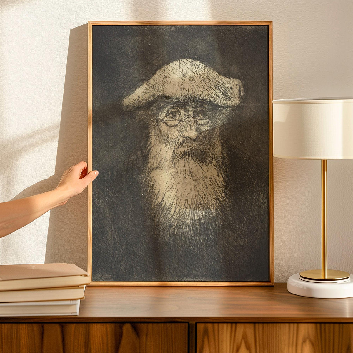 Camille Pissarro, Self-Portrait - c. 1890 Etching Print, Impressionist Artist Wall Art, Vintage Monochrome Poster, Class