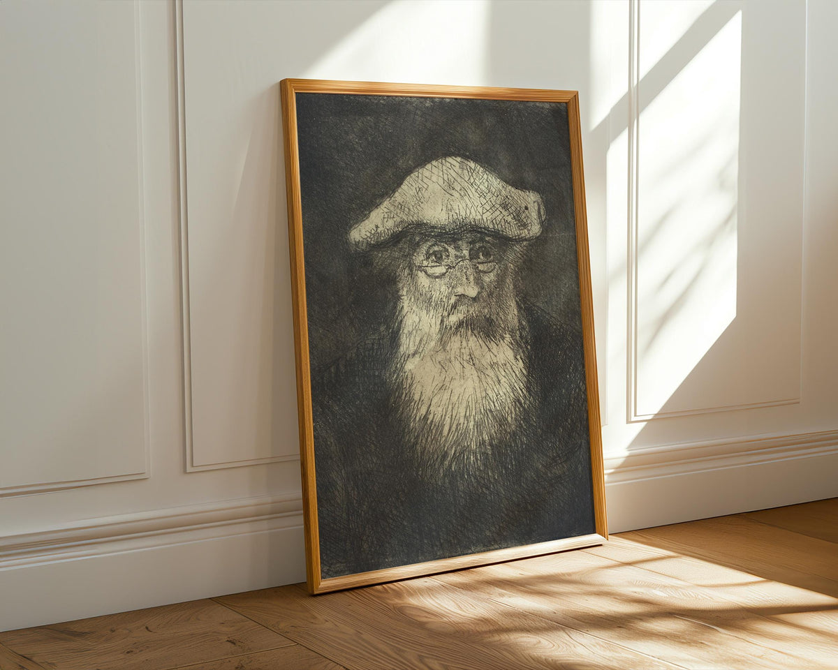 Camille Pissarro, Self-Portrait - c. 1890 Etching Print, Impressionist Artist Wall Art, Vintage Monochrome Poster, Class