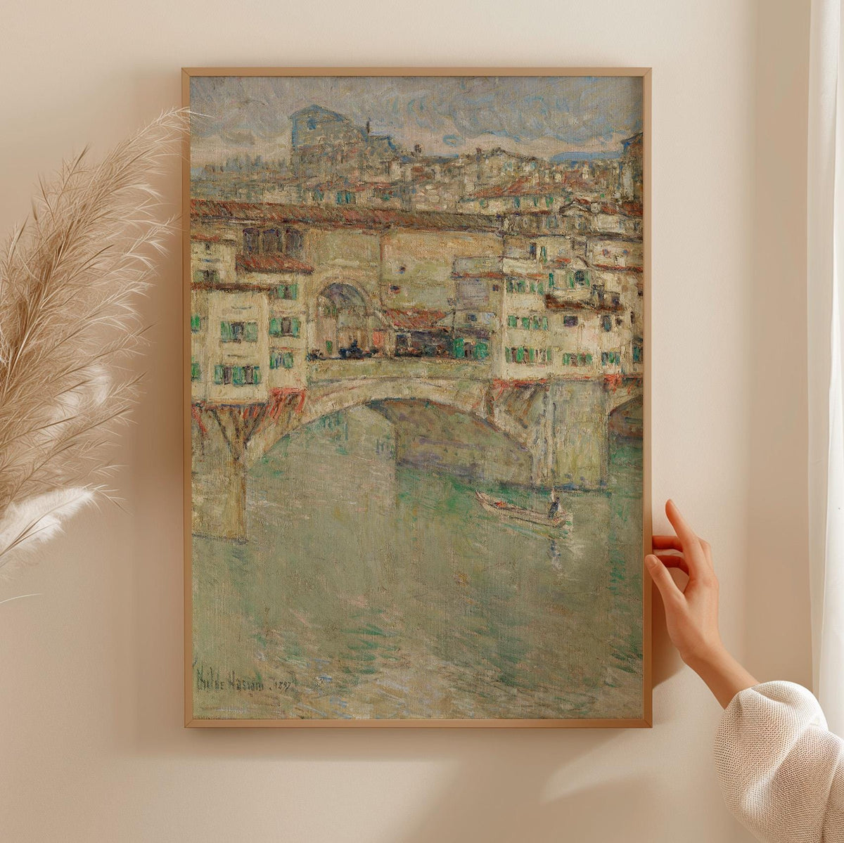 Childe Hassam, Ponte Vecchio - 1897 Impressionist Bridge Print, Florence Wall Art, Italian Landscape Poster, American Im