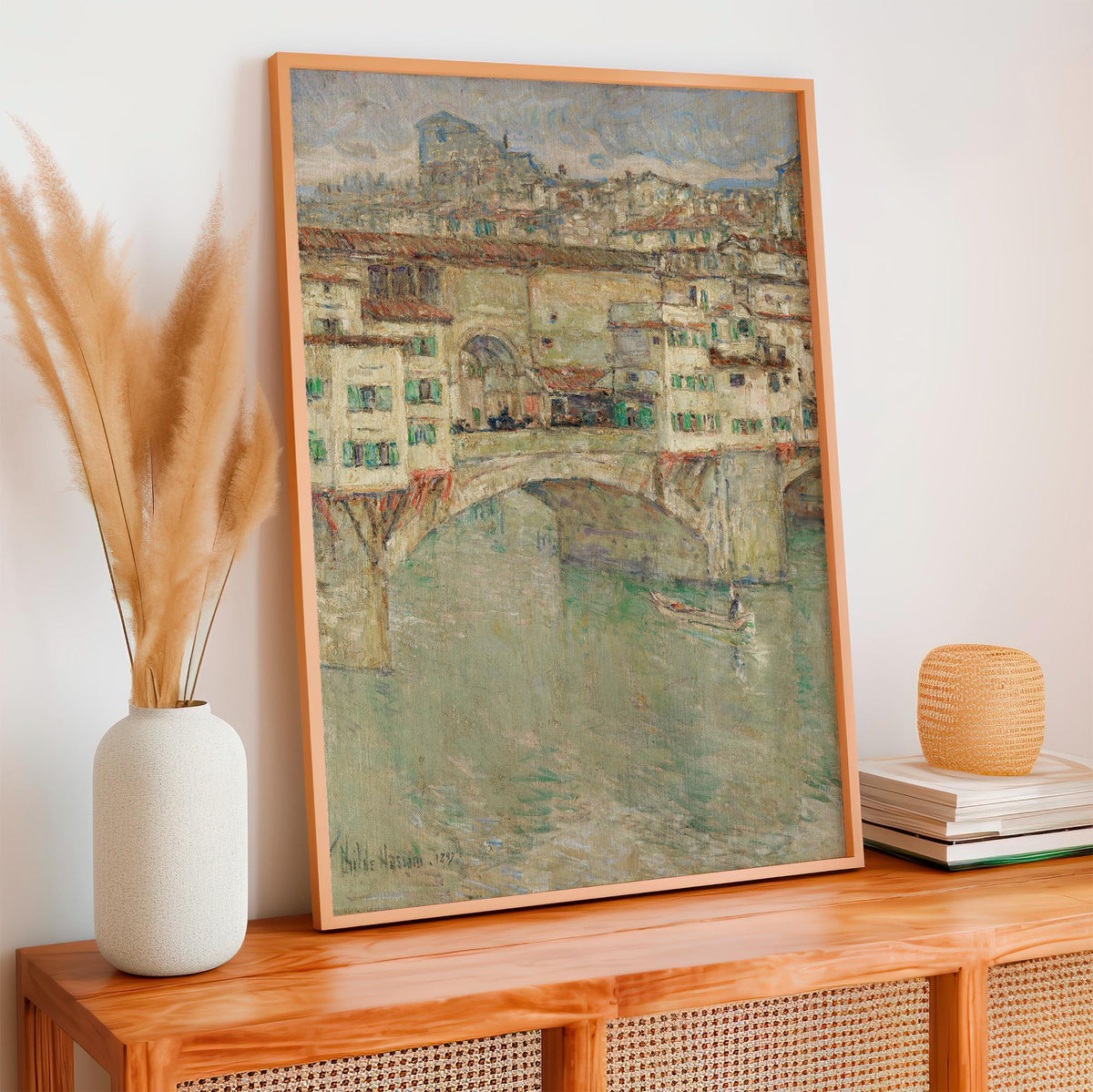 Childe Hassam, Ponte Vecchio - 1897 Impressionist Bridge Print, Florence Wall Art, Italian Landscape Poster, American Im
