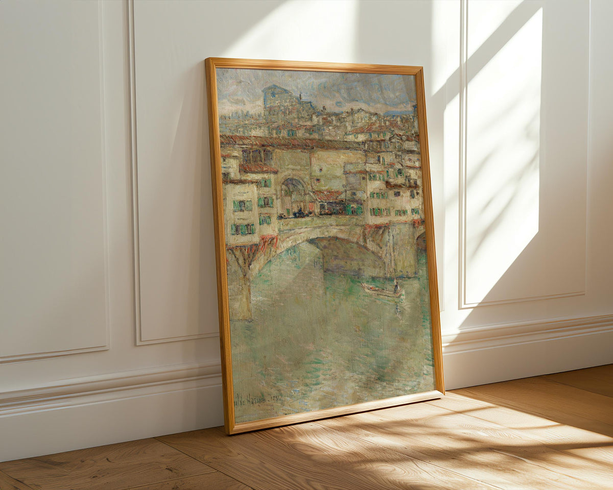 Childe Hassam, Ponte Vecchio - 1897 Impressionist Bridge Print, Florence Wall Art, Italian Landscape Poster, American Im