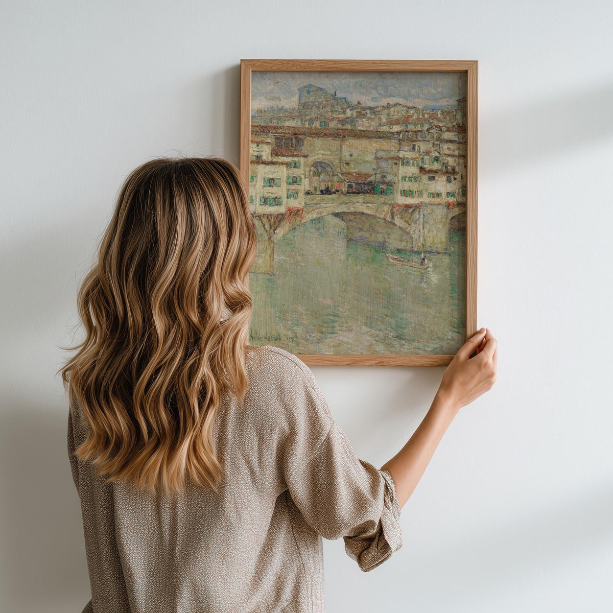 Childe Hassam, Ponte Vecchio - 1897 Impressionist Bridge Print, Florence Wall Art, Italian Landscape Poster, American Im
