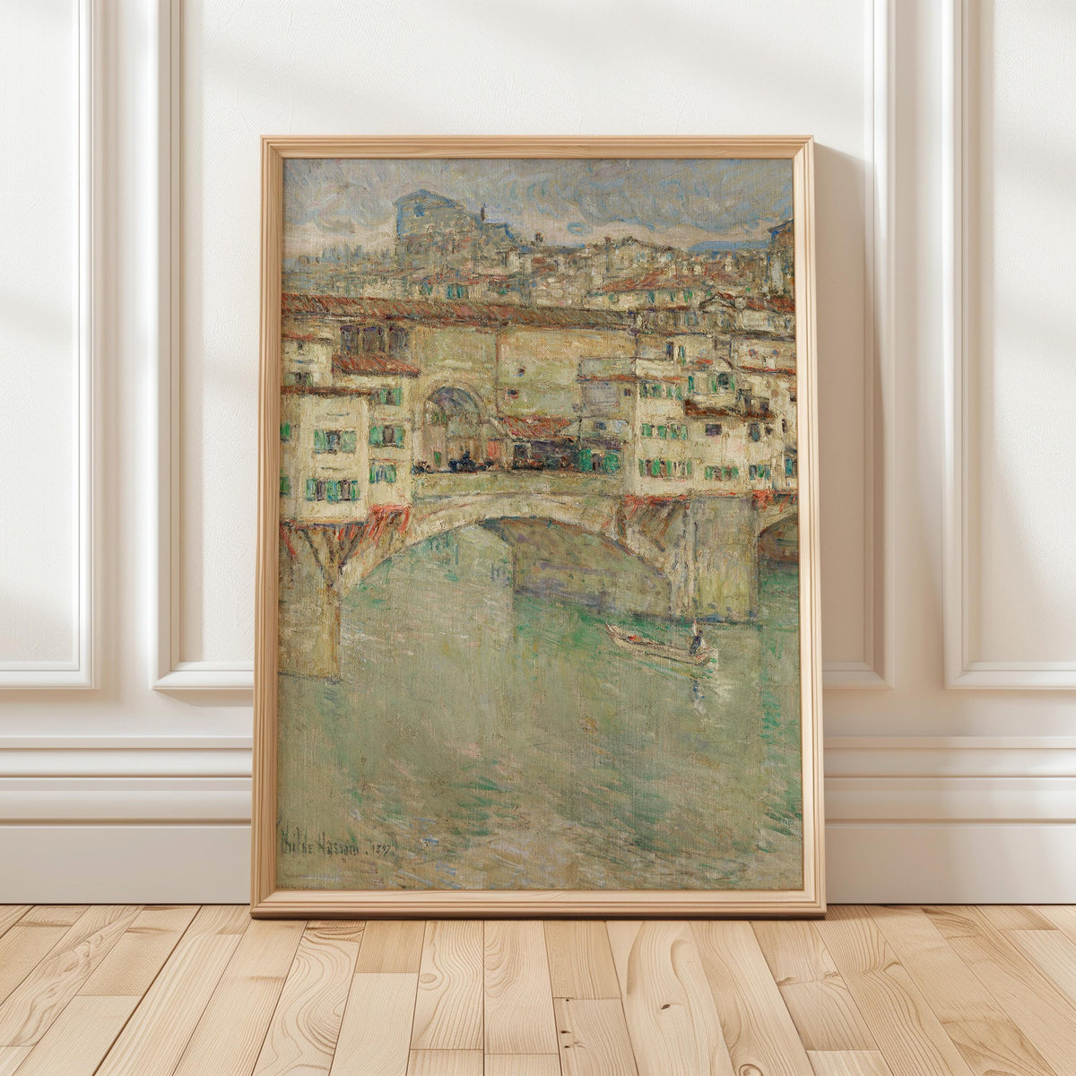 Childe Hassam, Ponte Vecchio - 1897 Impressionist Bridge Print, Florence Wall Art, Italian Landscape Poster, American Im