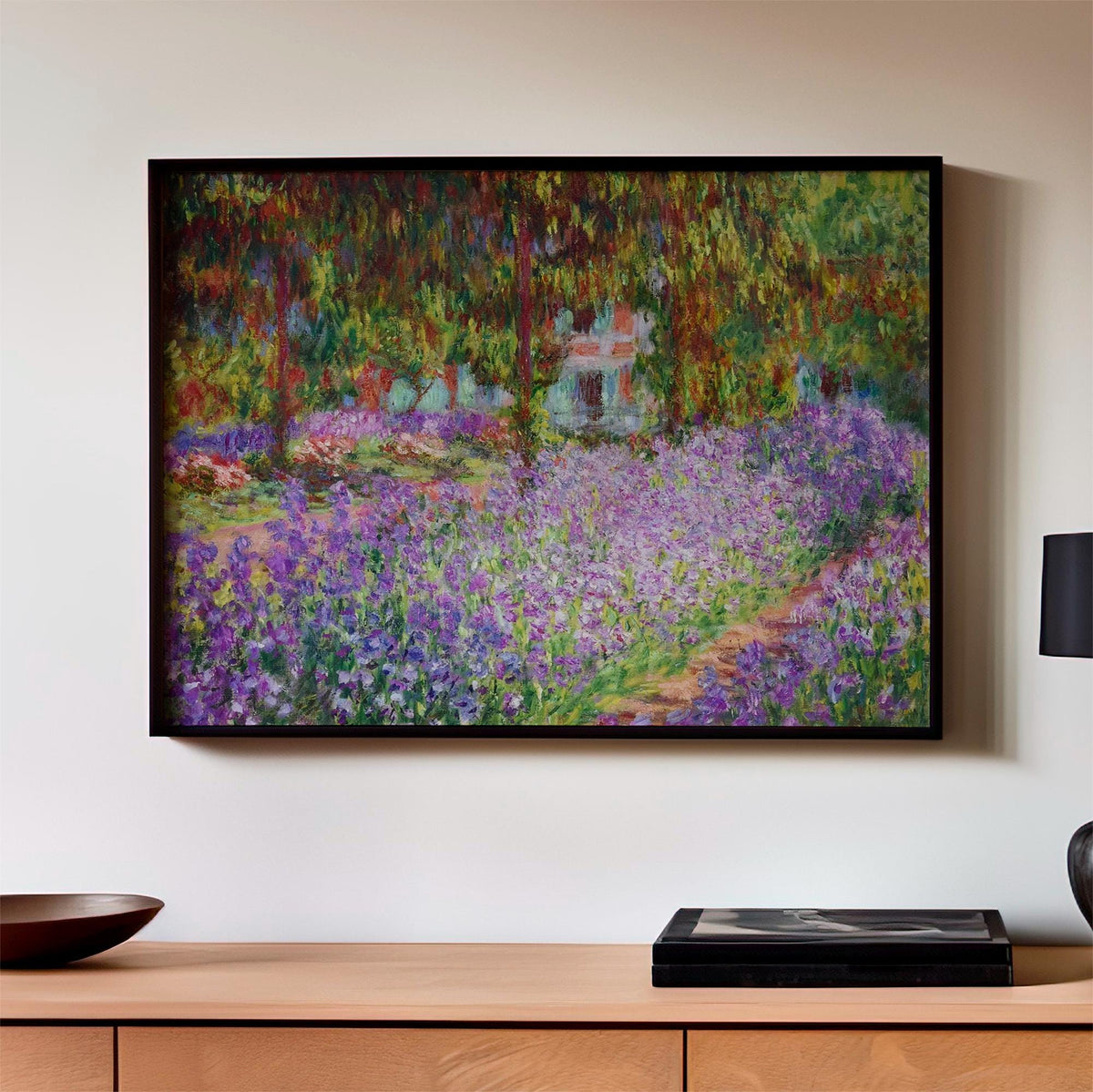Claude Monet, The Artist’s Garden at Giverny - 1900 Impressionist Garden Print, Iris Wall Art, French Floral Poster, Ser