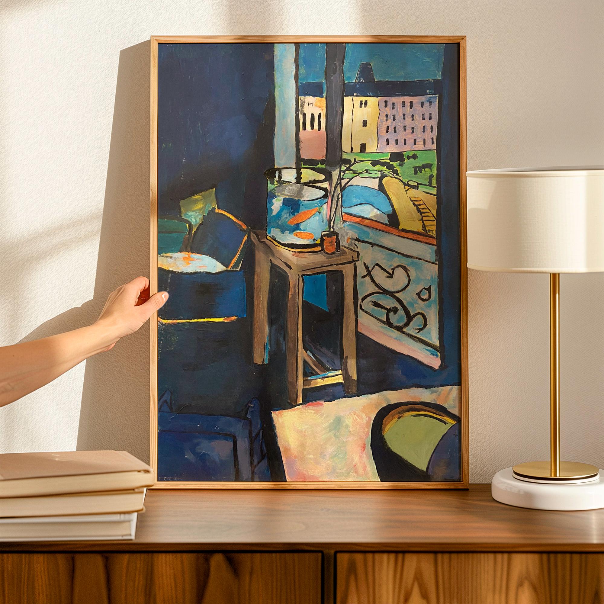 Henri Matisse, Interior With A Goldfish Bowl - 1914 Modern Interior Print, Blue Room Wall Art, Goldfish Poster, Fauvist 
