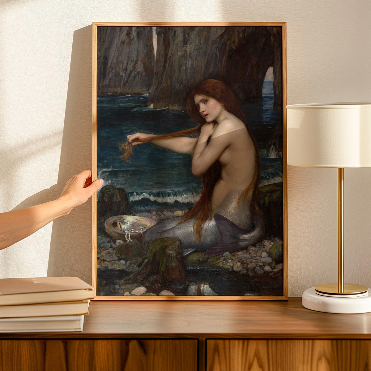 John William Waterhouse, A Mermaid - 1900 Pre-Raphaelite Print, Mythical Siren Wall Art, Romantic Fantasy Poster, Ocean 