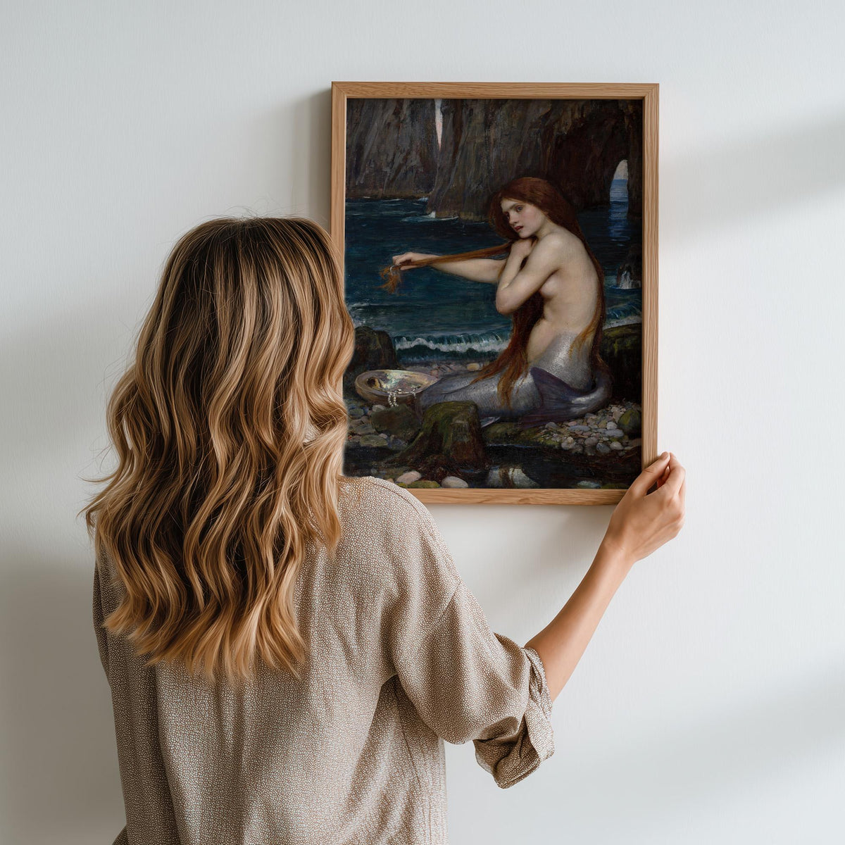 John William Waterhouse, A Mermaid - 1900 Pre-Raphaelite Print, Mythical Siren Wall Art, Romantic Fantasy Poster, Ocean 