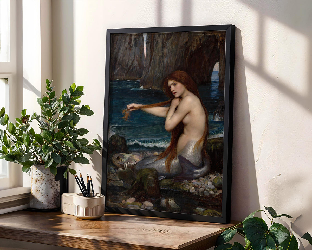 John William Waterhouse, A Mermaid - 1900 Pre-Raphaelite Print, Mythical Siren Wall Art, Romantic Fantasy Poster, Ocean 