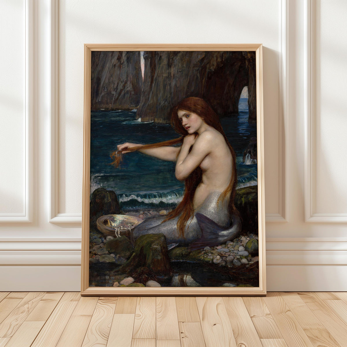 John William Waterhouse, A Mermaid - 1900 Pre-Raphaelite Print, Mythical Siren Wall Art, Romantic Fantasy Poster, Ocean 