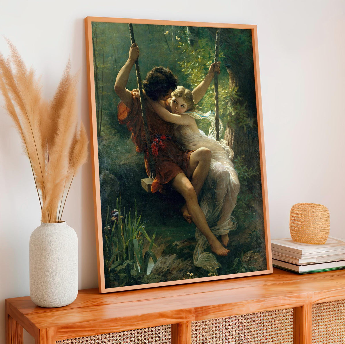 Pierre-Auguste Cot, Springtime - 1873 Romantic Academic Print, Lovers on Swing Wall Art, Arcadian Garden Poster, Classic