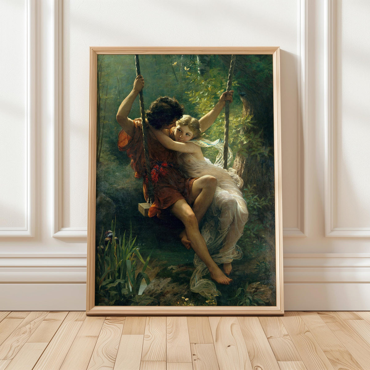 Pierre-Auguste Cot, Springtime - 1873 Romantic Academic Print, Lovers on Swing Wall Art, Arcadian Garden Poster, Classic