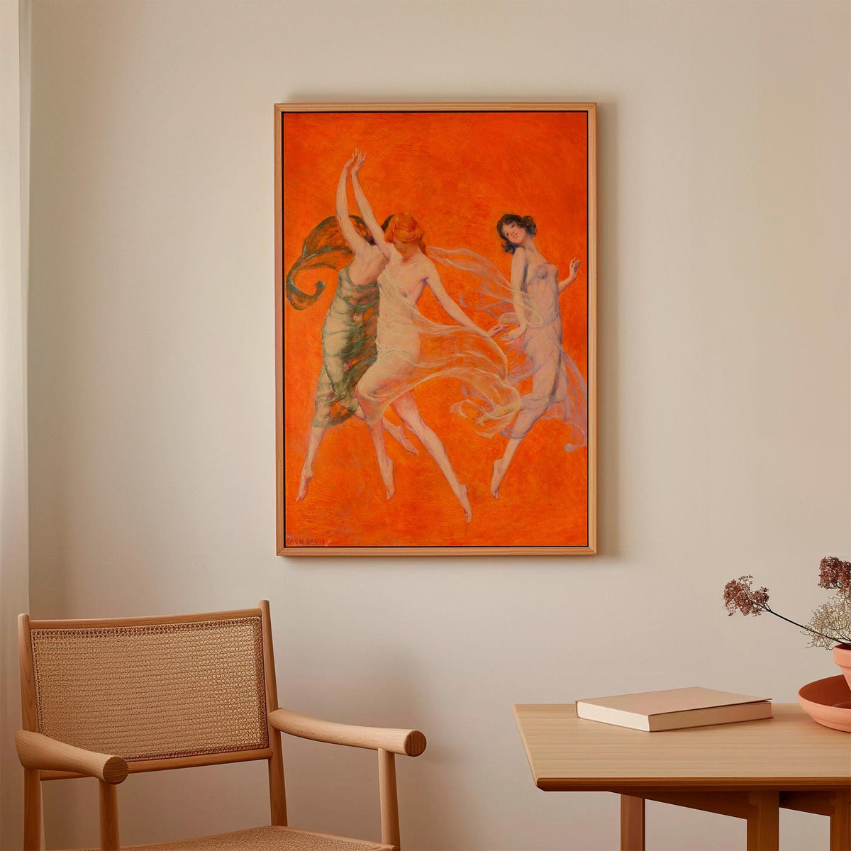 Warren B. Davis, Dance of Three Muses - c. 1920 Figure Study Print, Three Dancing Women Wall Art, Vintage Illustration P