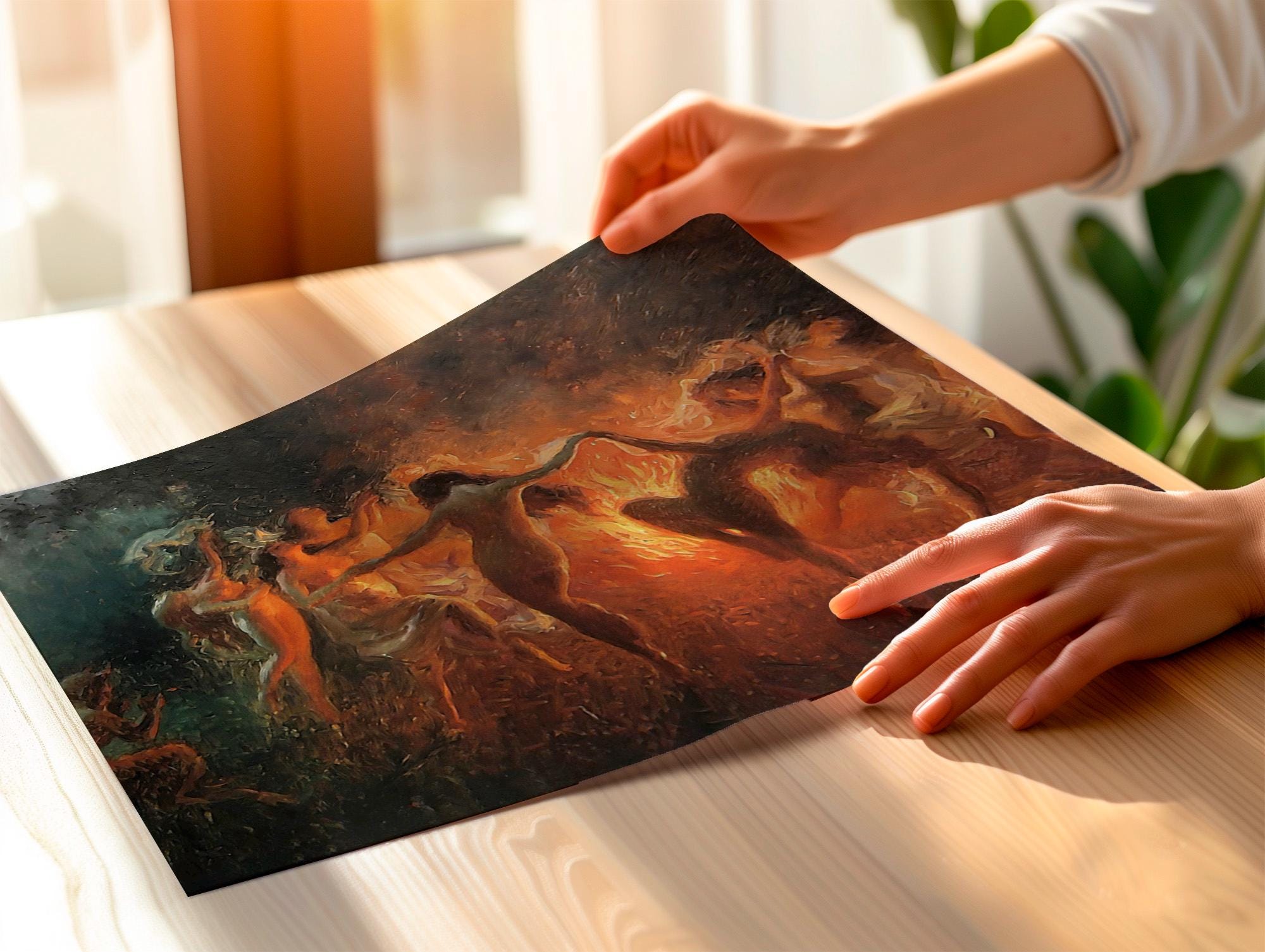 Joseph Tomanek, Fire Dance - Mythological Nymphs Print, Circle Dance Wall Art, Fantasy Bohemian Poster, Vintage Allegory
