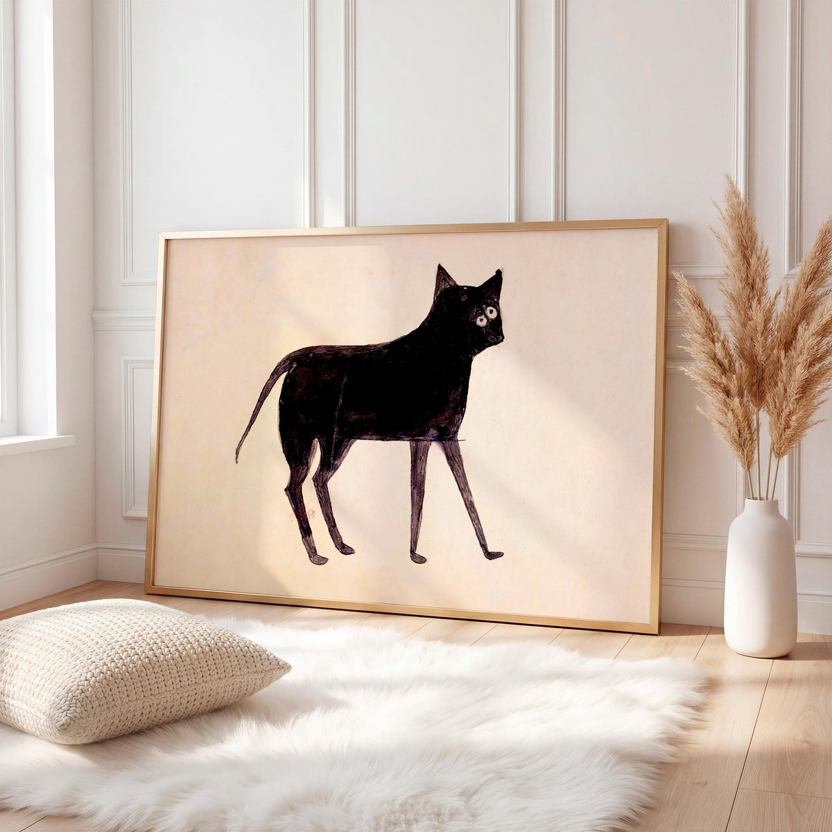 Bill Traylor, Black Cat - African American Folk Art Print, Americana Wall Art, Self-Taught Artist Decor