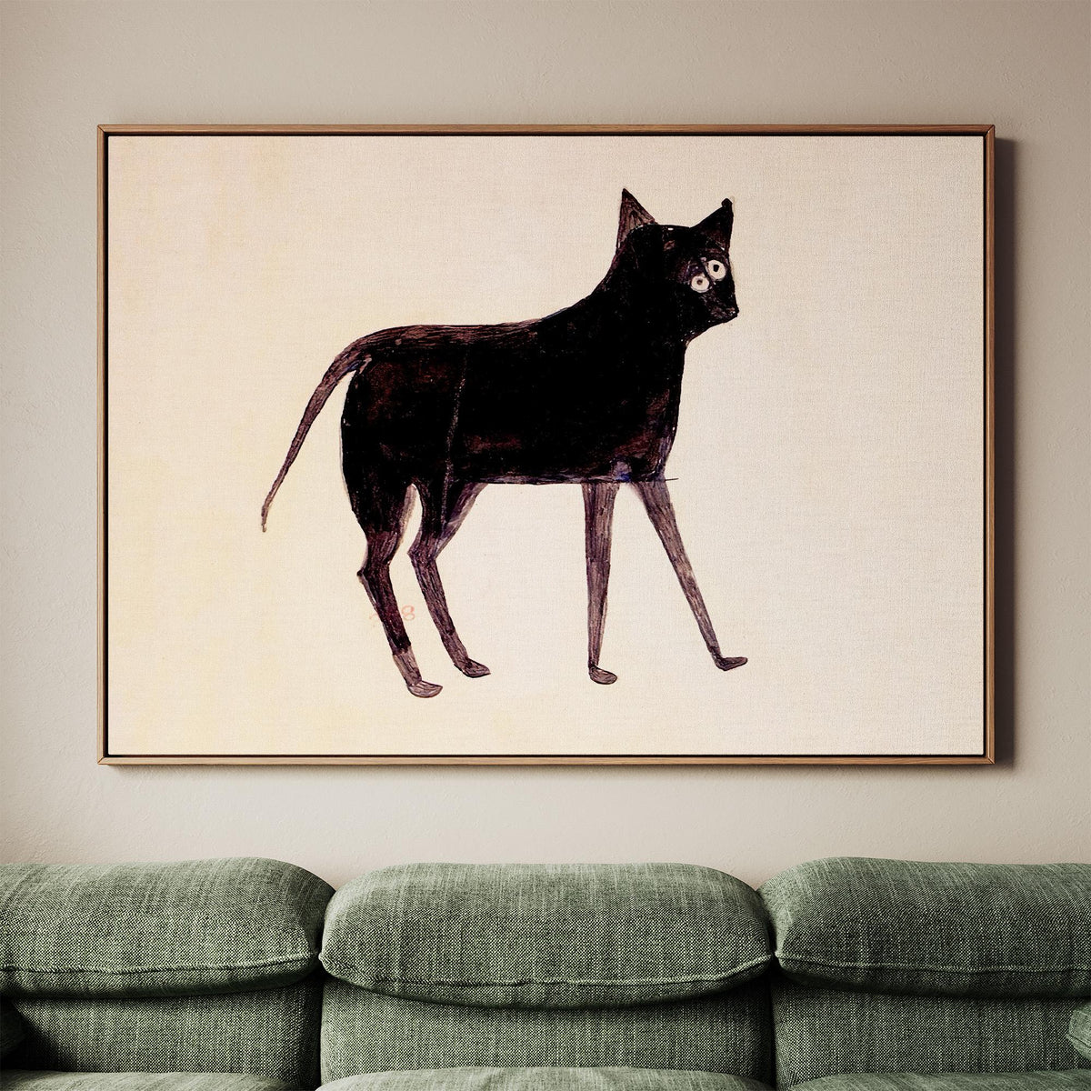 Bill Traylor, Black Cat - African American Folk Art Print, Americana Wall Art, Self-Taught Artist Decor
