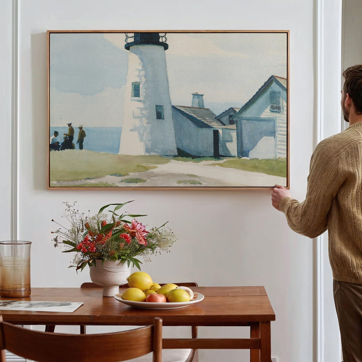 Edward Hopper, Pemaquid Light - 1929 Coastal Watercolor Print, Maine Lighthouse Wall Art, American Realist Seascape Deco