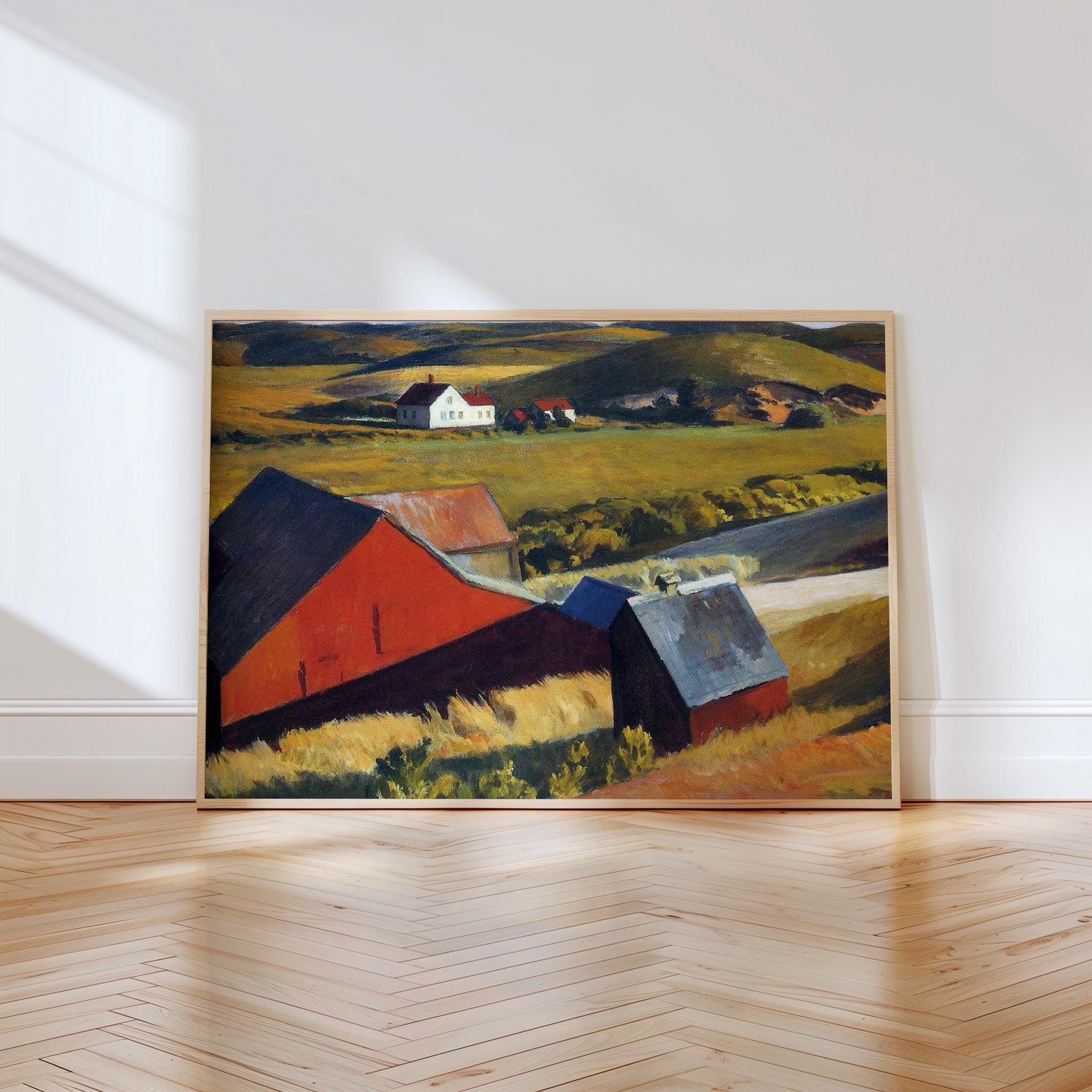 Edward Hopper, Cobb’s Barns and Distant Houses - 1930-1933 American Landscape Print, Cape Cod Barn Wall Art, Rural Reali