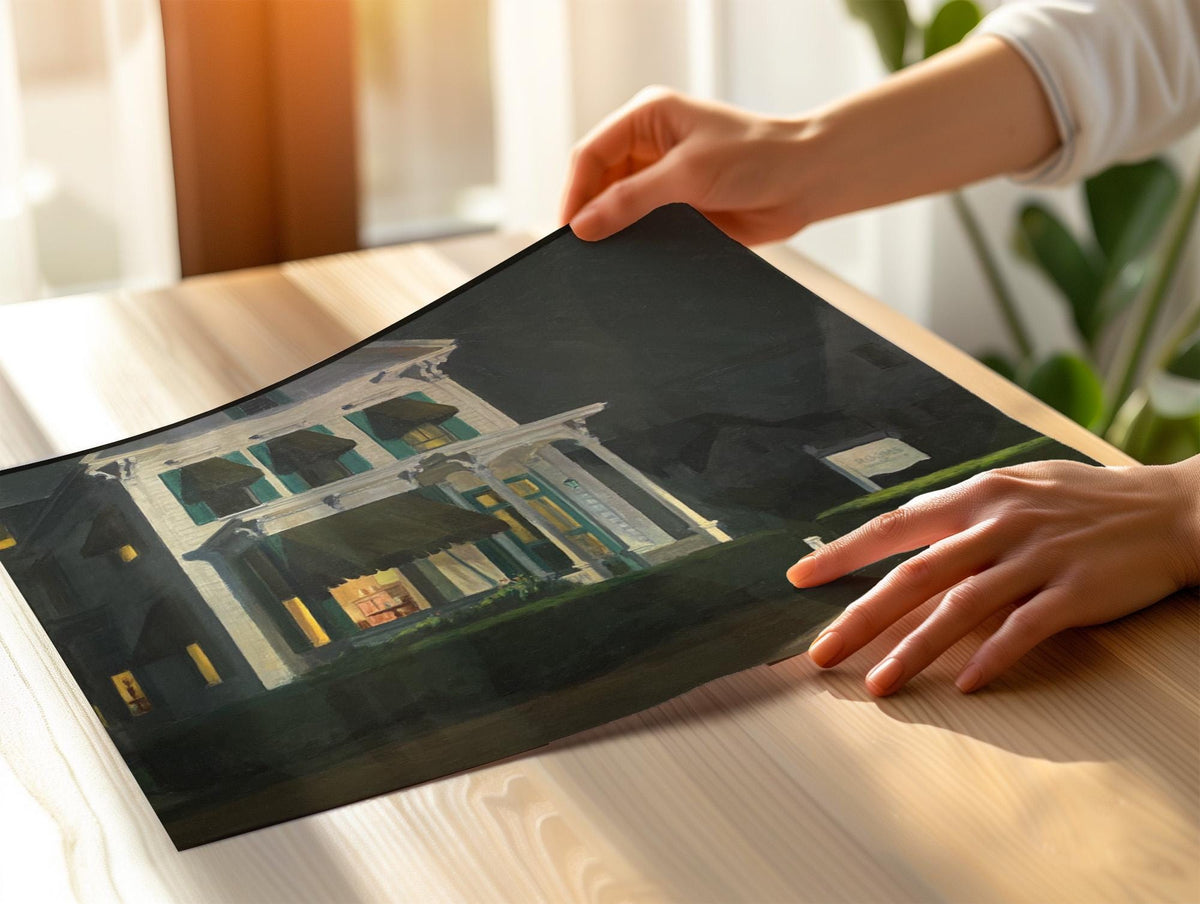 Edward Hopper, Rooms for Tourists - 1945 American Realist Print, Night House Wall Art, Cape Cod Motel Decor