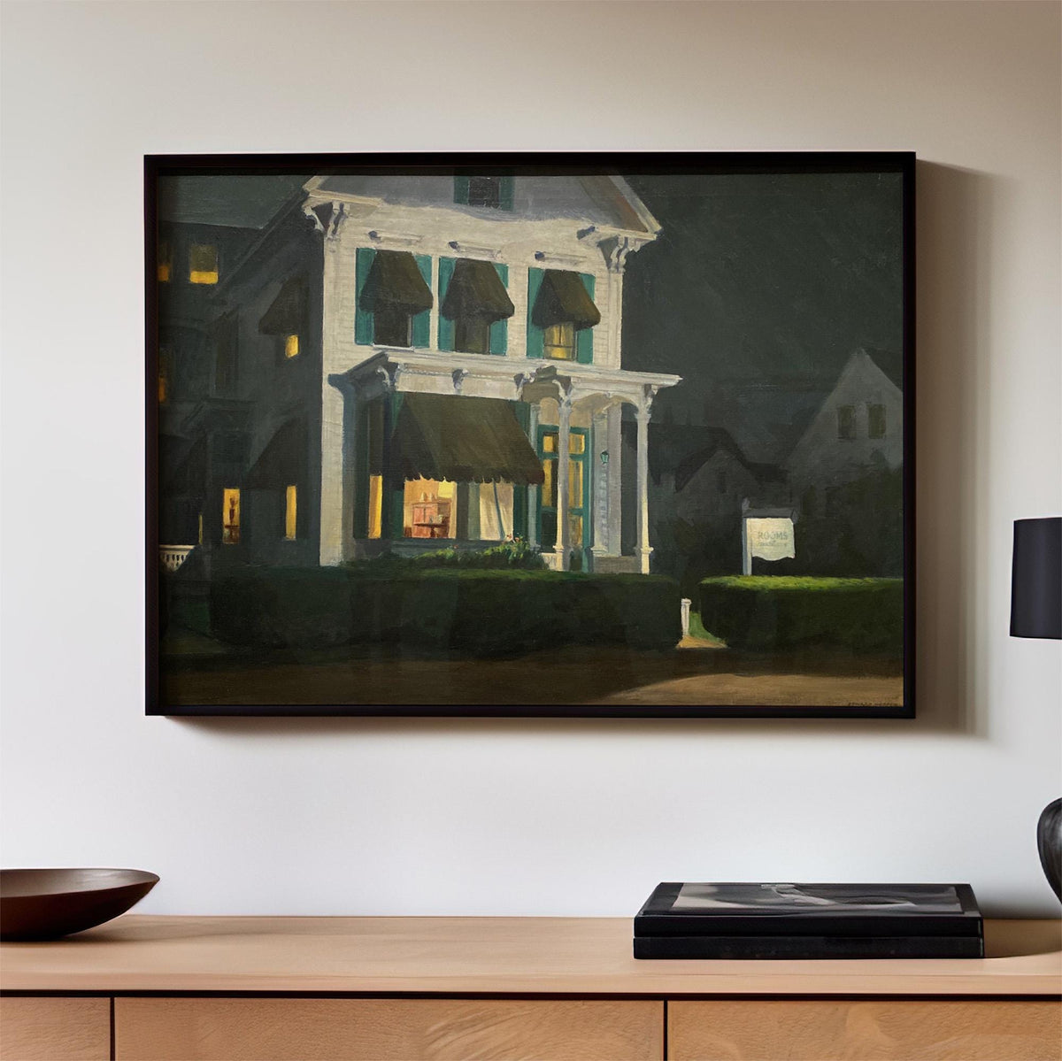 Edward Hopper, Rooms for Tourists - 1945 American Realist Print, Night House Wall Art, Cape Cod Motel Decor