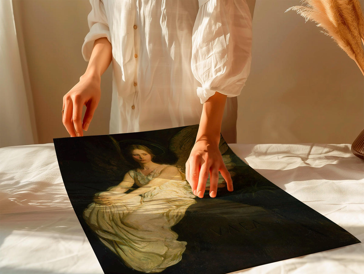 Abbott Handerson Thayer, Stevenson Memorial - 1903 Angel Memorial Print, Robert Louis Stevenson Tribute, Symbolist Wall 