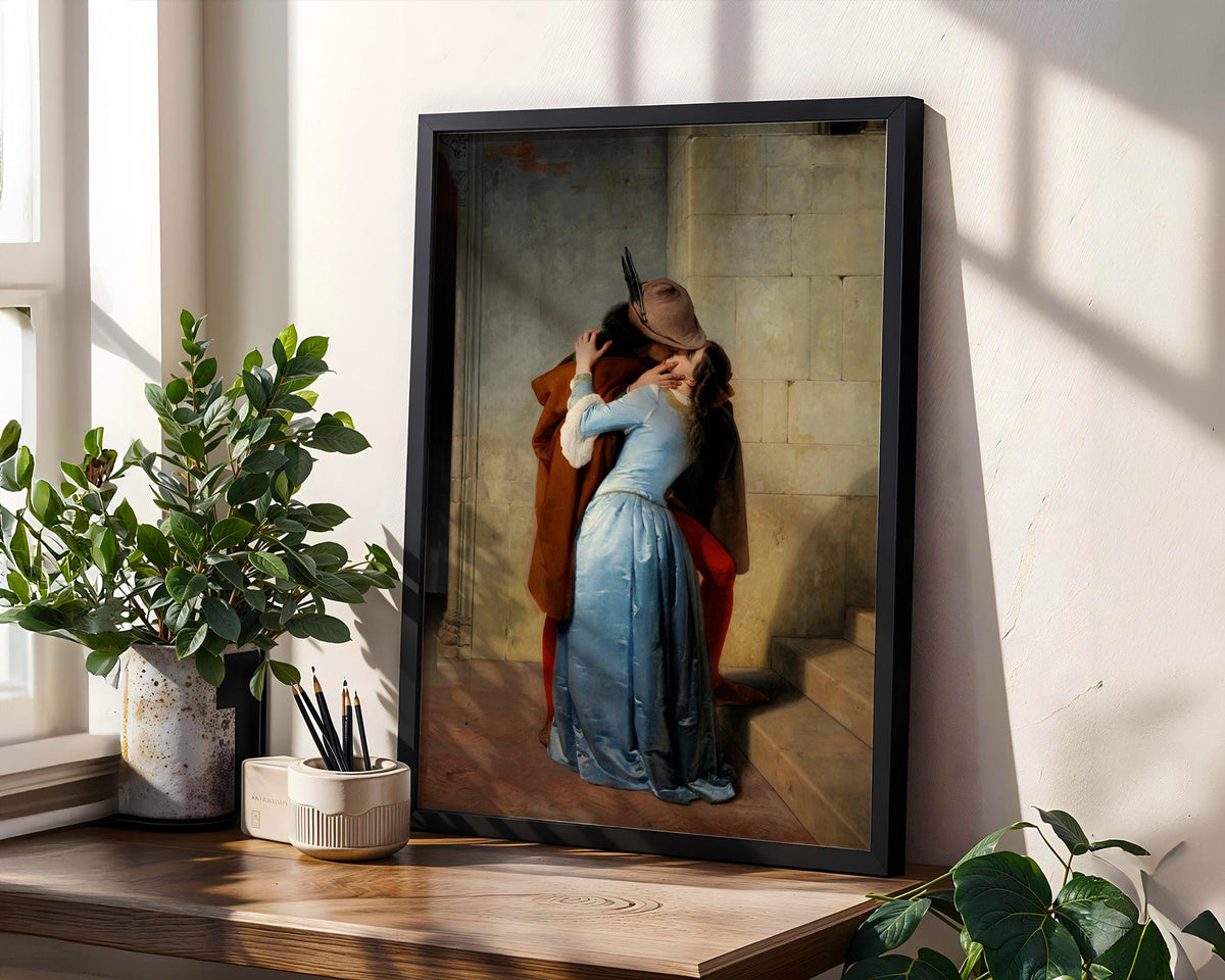 Francesco Hayez, Il bacio - 1859 Italian Romantic Print, The Kiss Wall Art, Medieval Lovers Poster, Risorgimento Decor