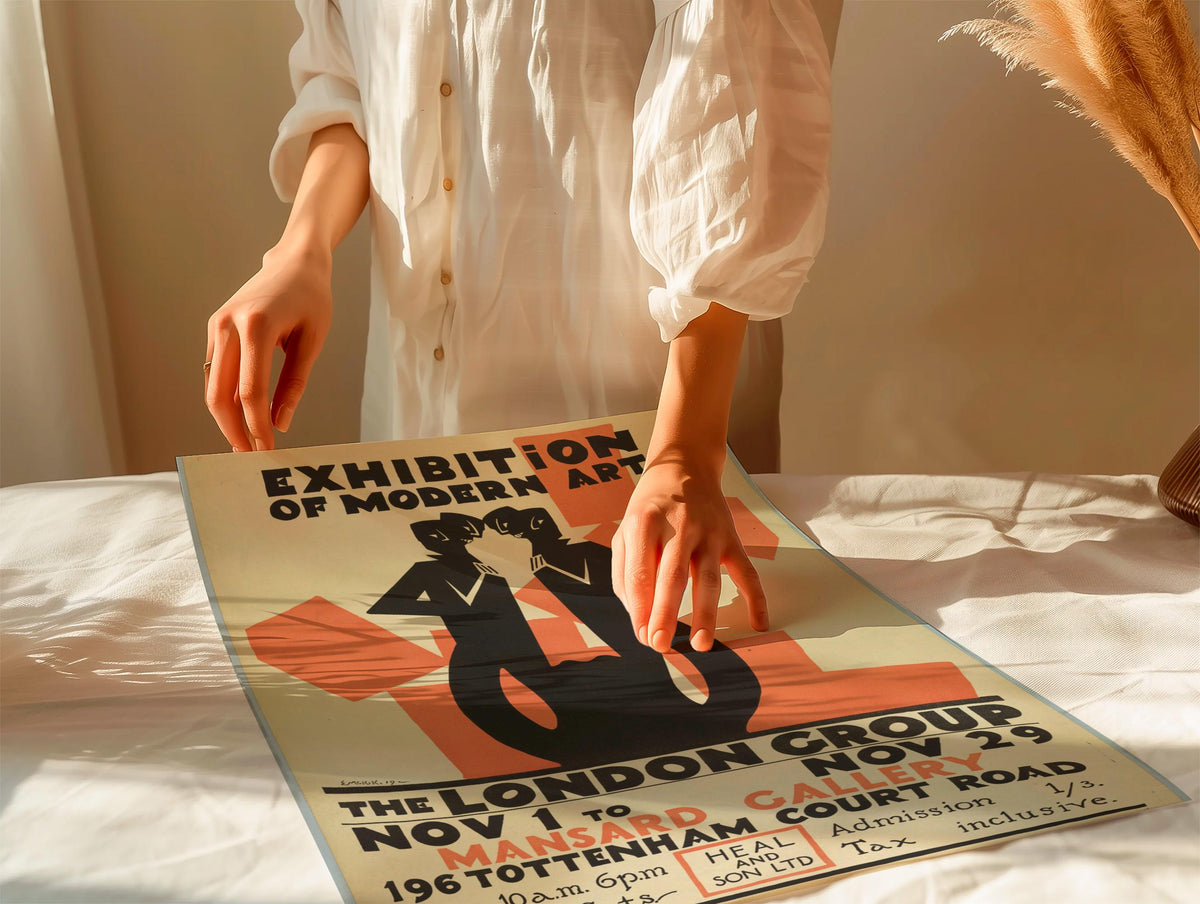 Edward McKnight Kauffer, Poster, Exhibition of Modern Art - The London Group, ca. 1915, Modernist Exhibition Poster, Bri