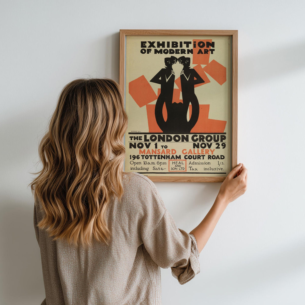 Edward McKnight Kauffer, Poster, Exhibition of Modern Art - The London Group, ca. 1915, Modernist Exhibition Poster, Bri