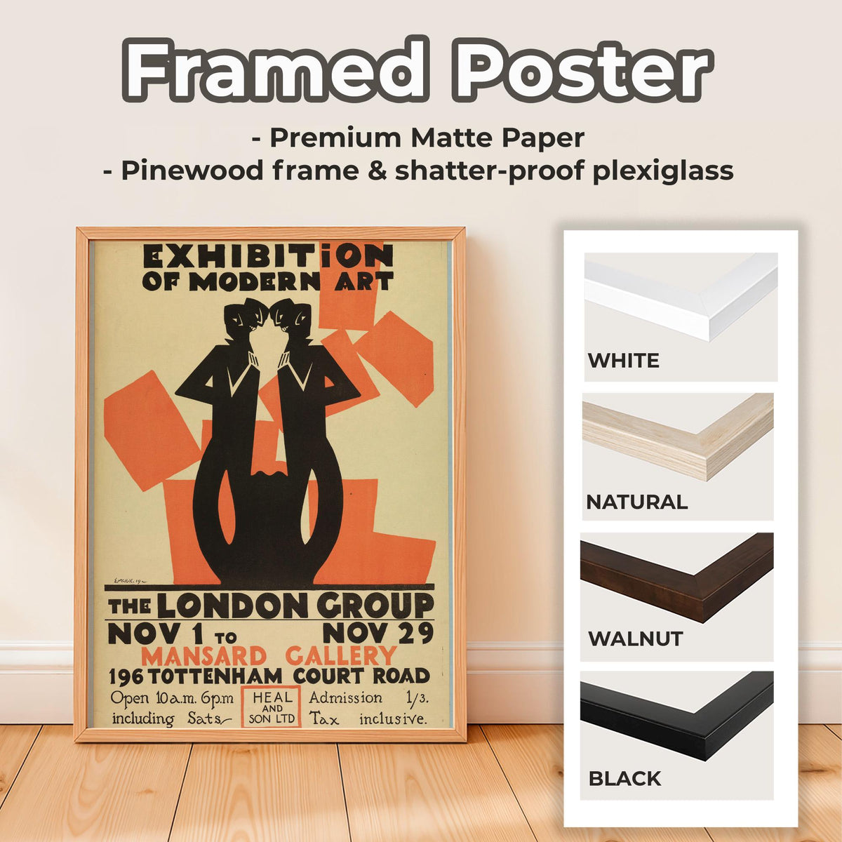 Edward McKnight Kauffer, Poster, Exhibition of Modern Art - The London Group, ca. 1915, Modernist Exhibition Poster, Bri