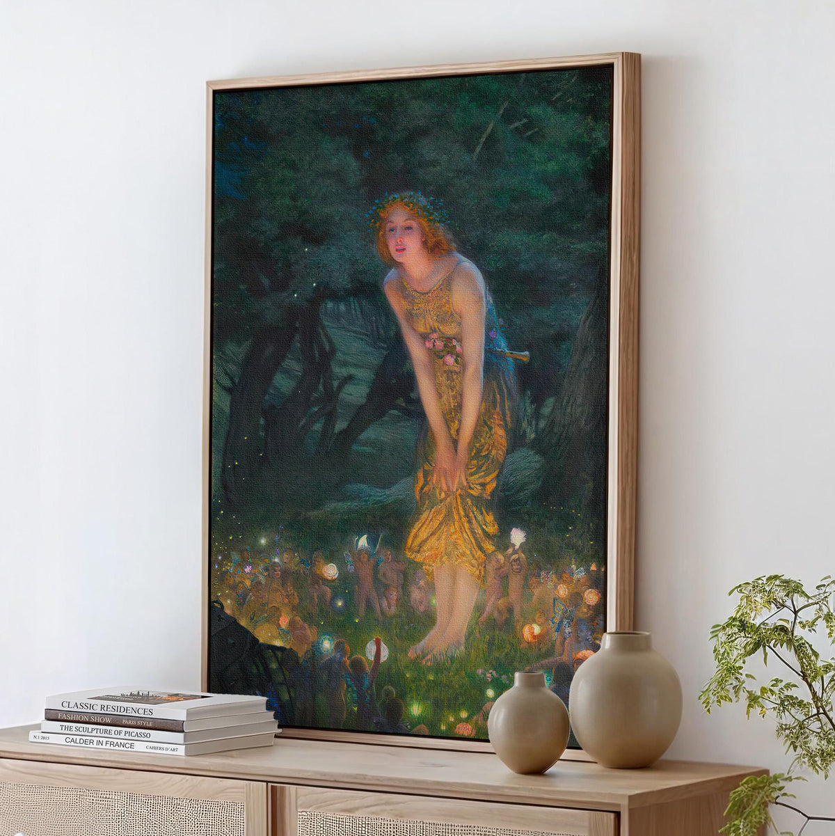Edward Robert Hughes, Midsummer Eve - 1908 Fairy Print, Victorian Fantasy Wall Art, Woodland Night Scene, Pre-Raphaelite