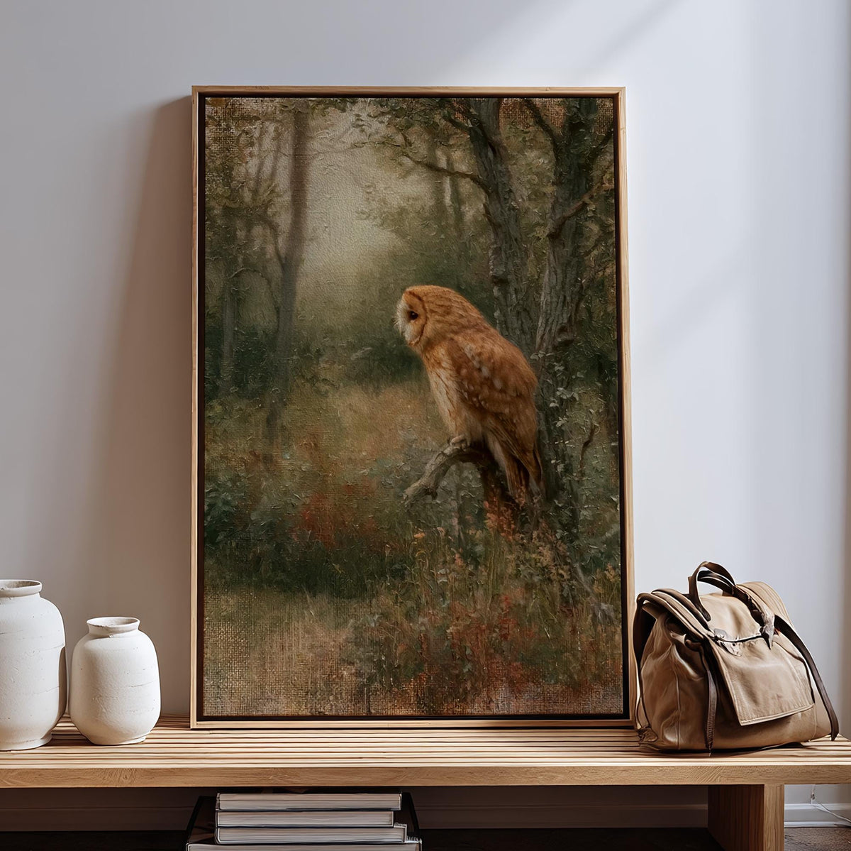 Vintage Owl Oil Painting, Forest Animal Art Print, Traditional English Garden Inspired Artwork, Lush House,ART584