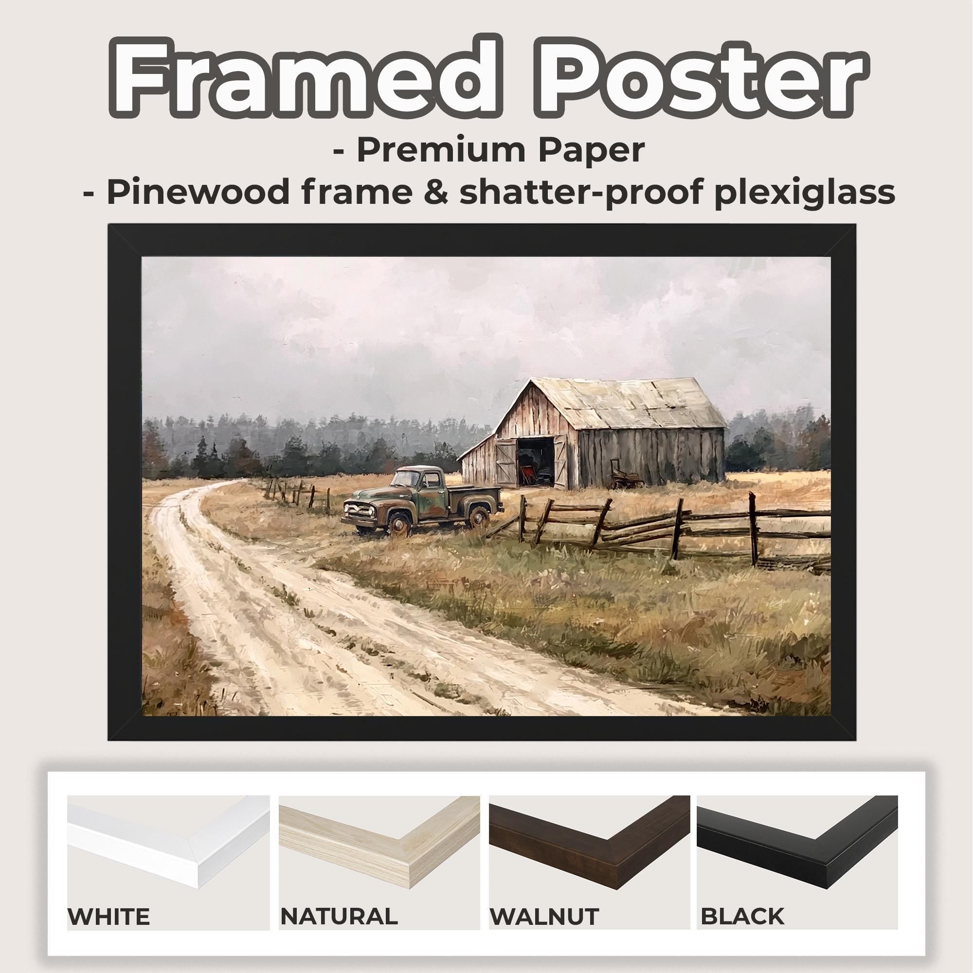 Vintage Old Barn Canvas Print, Rustic Farmhouse Wall Decor, Wood Background Painting, Large Country Style Wall Art,ART59