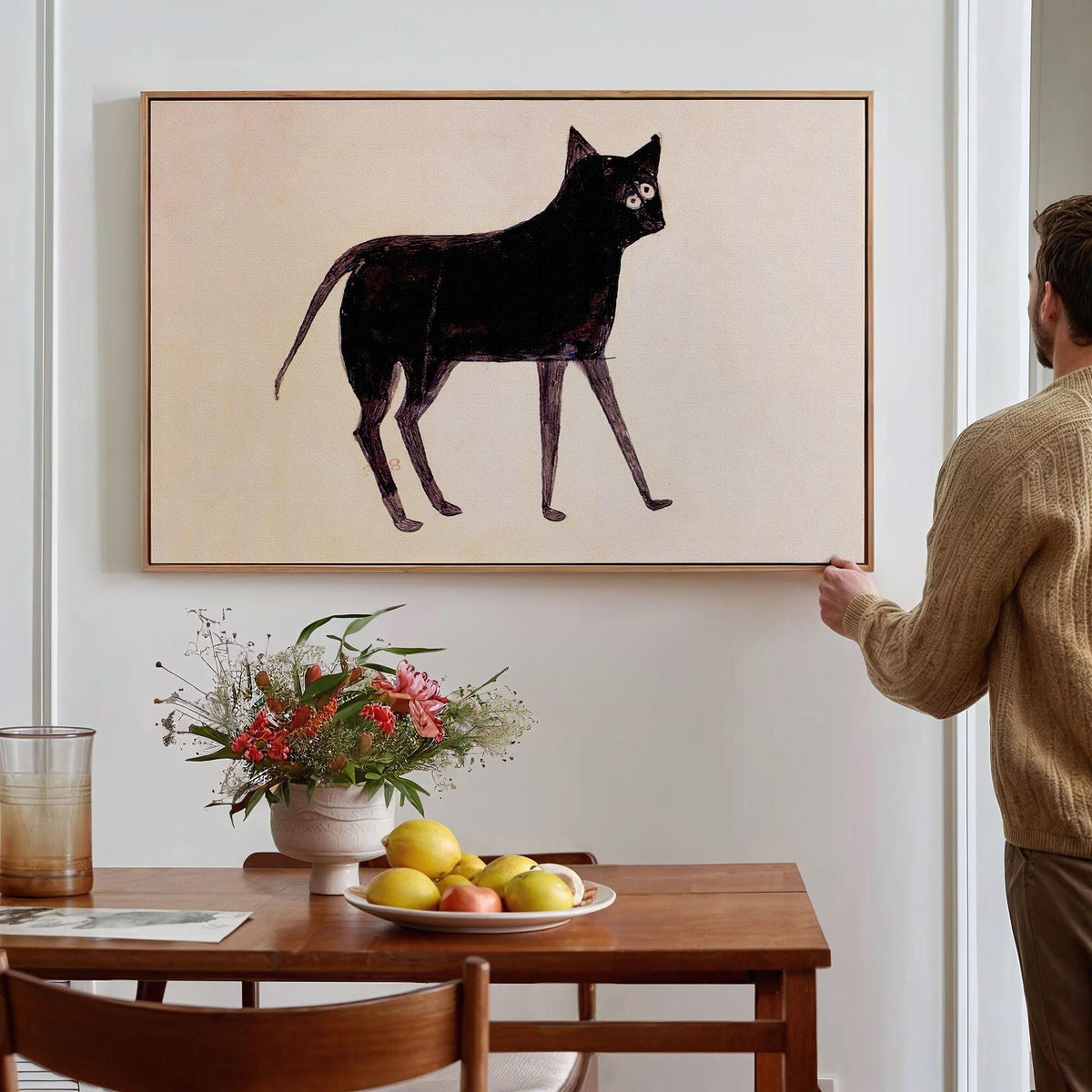Bill Traylor, Black Cat - African American Folk Art Print, Americana Wall Art, Self-Taught Artist Decor