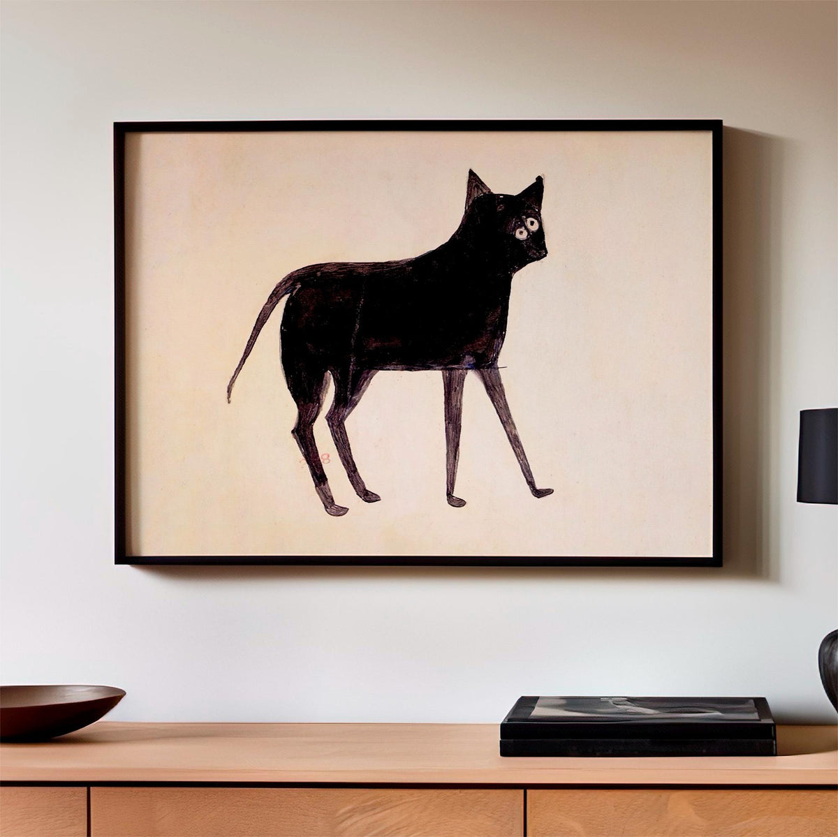 Bill Traylor, Black Cat - African American Folk Art Print, Americana Wall Art, Self-Taught Artist Decor