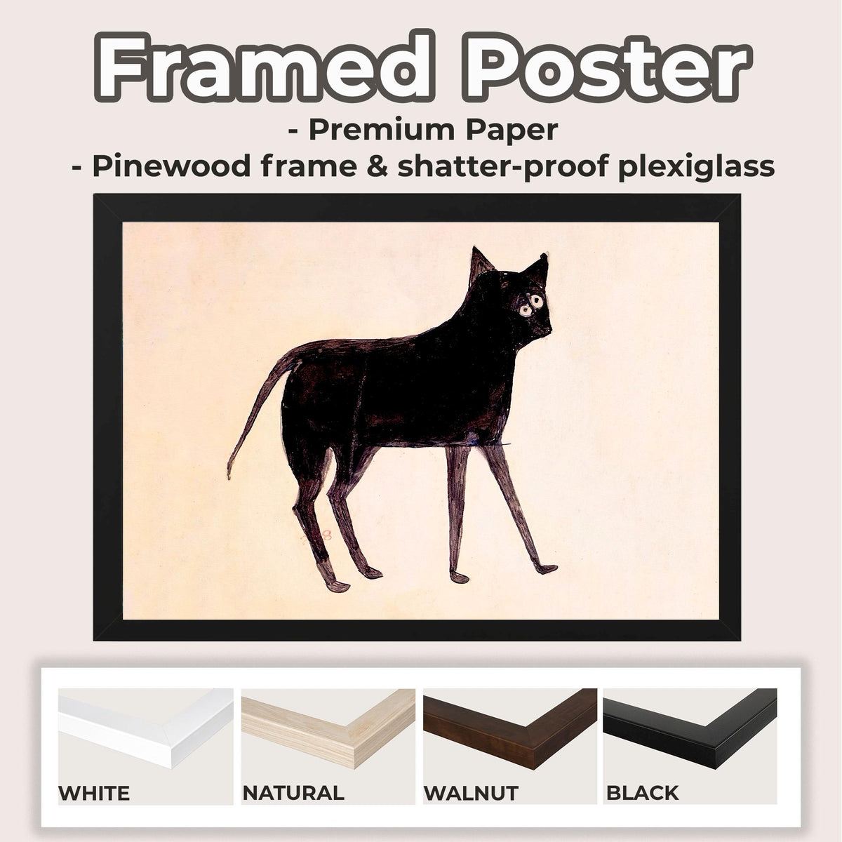 Bill Traylor, Black Cat - African American Folk Art Print, Americana Wall Art, Self-Taught Artist Decor