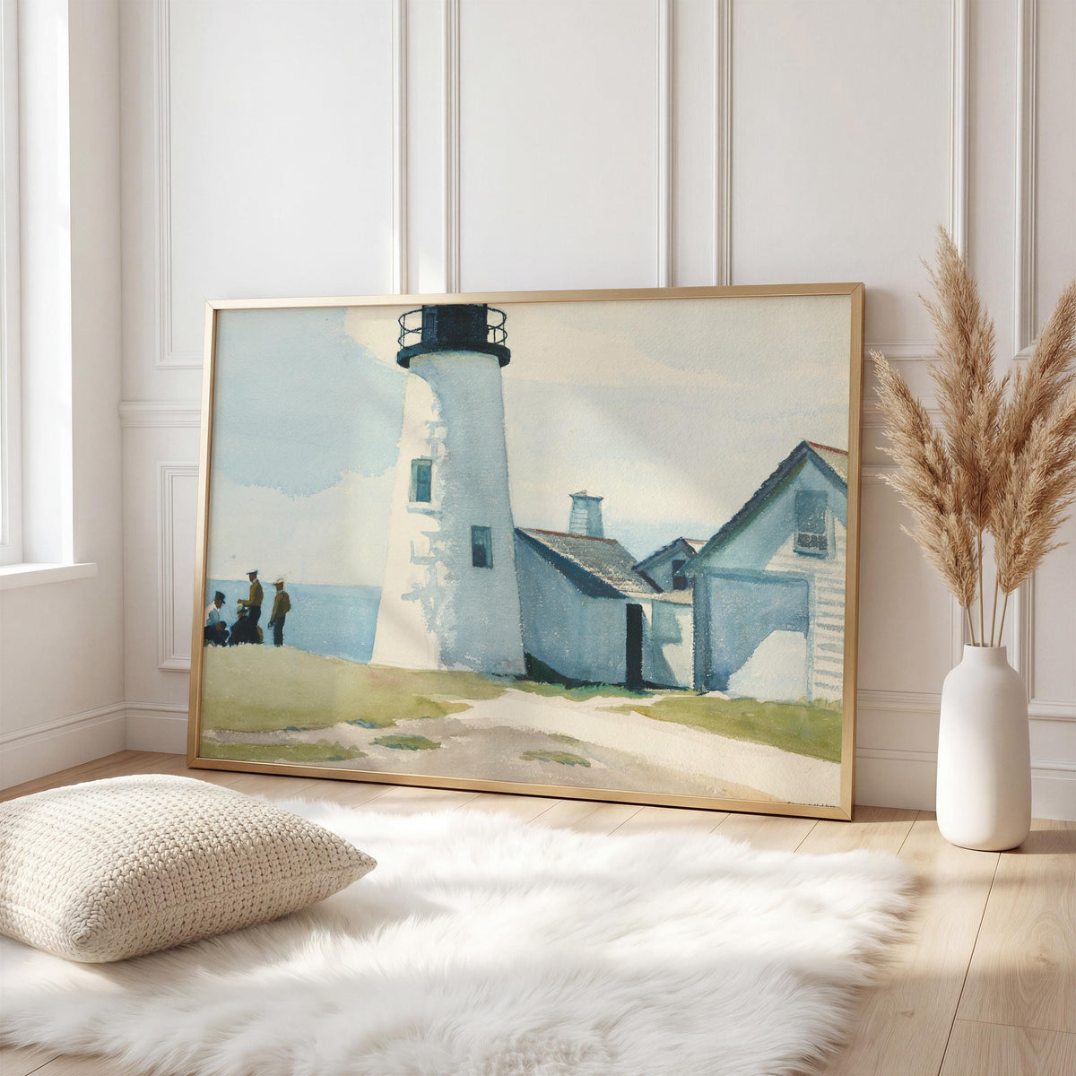 Edward Hopper, Pemaquid Light - 1929 Coastal Watercolor Print, Maine Lighthouse Wall Art, American Realist Seascape Deco