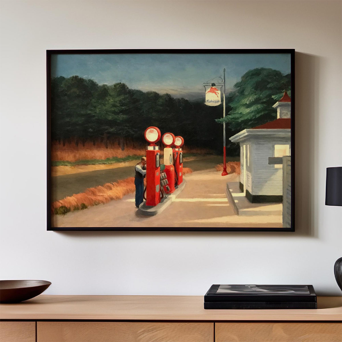Edward Hopper, Gas - 1940 American Realist Print, Gas Station Wall Art, Twilight Roadside Decor