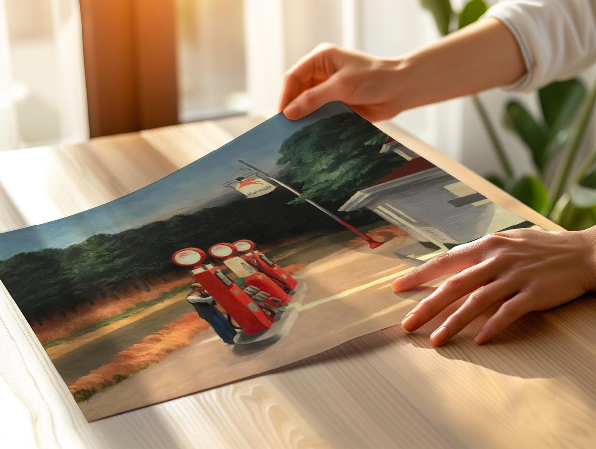 Edward Hopper, Gas - 1940 American Realist Print, Gas Station Wall Art, Twilight Roadside Decor