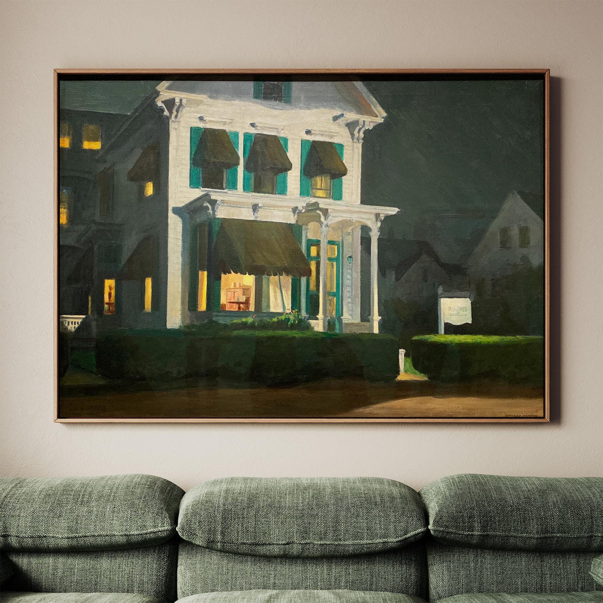 Edward Hopper, Rooms for Tourists - 1945 American Realist Print, Night House Wall Art, Cape Cod Motel Decor