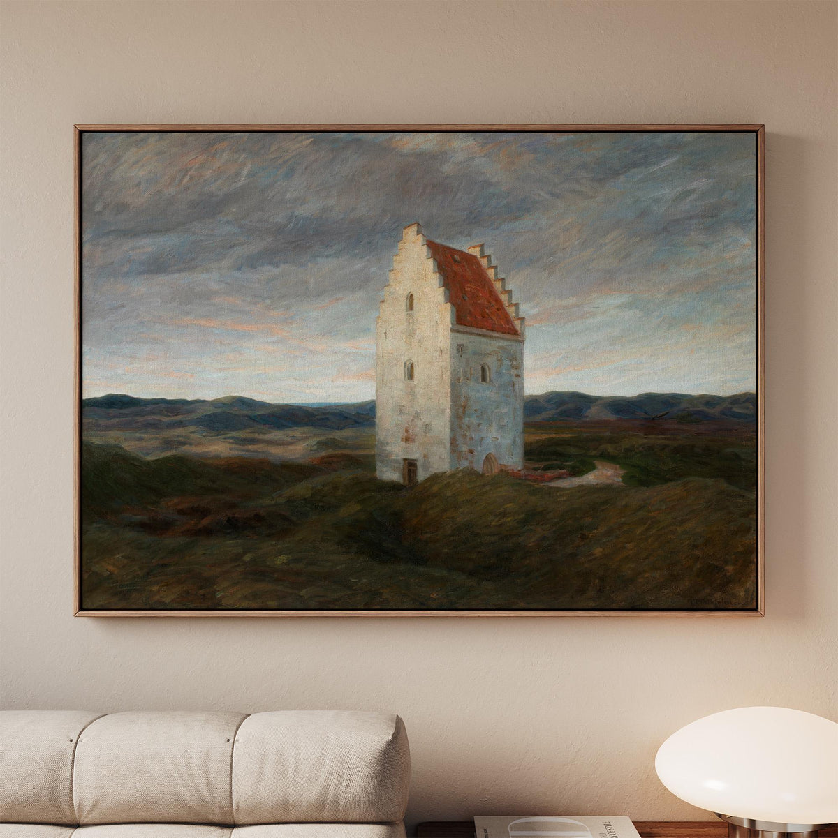Johannes Wilhjelm, The Old Church of Skagen - Night, 1910 Danish Landscape, Skagen Church Wall Art, Nordic Realism Print